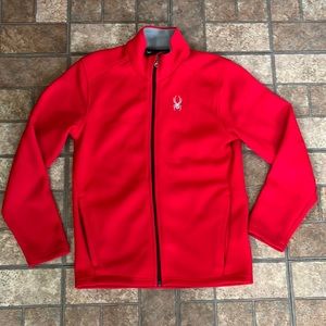 SPYDER Full Zip up Knit Jacket Red Fleece